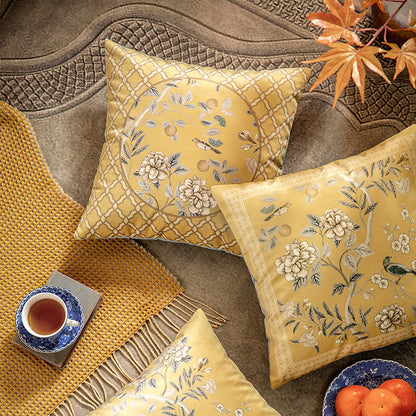 Japanese Style Yellow Velvet Cushion Cover