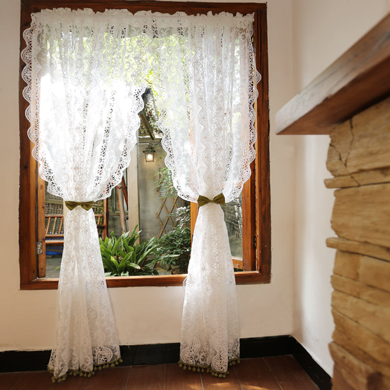 White Lace Sheer Single Voile Curtain