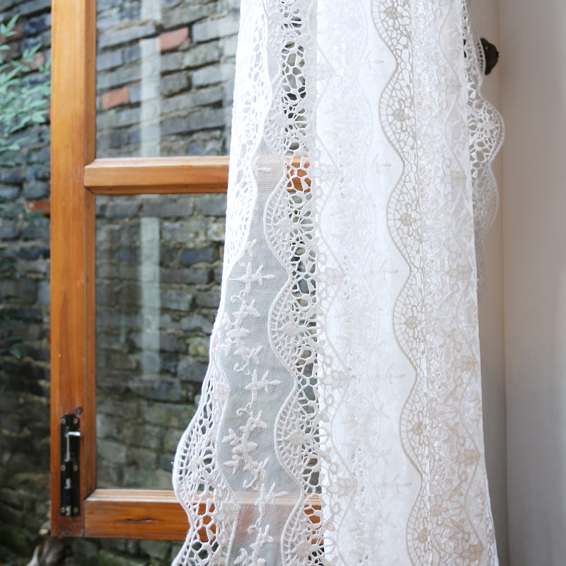 White Lace Sheer Single Voile Curtain