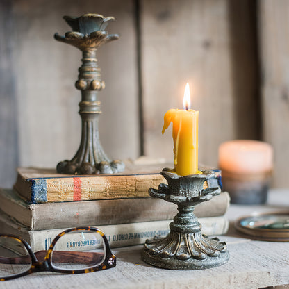 3 Piece Vintage Inspired Bronze Candlestick Holders