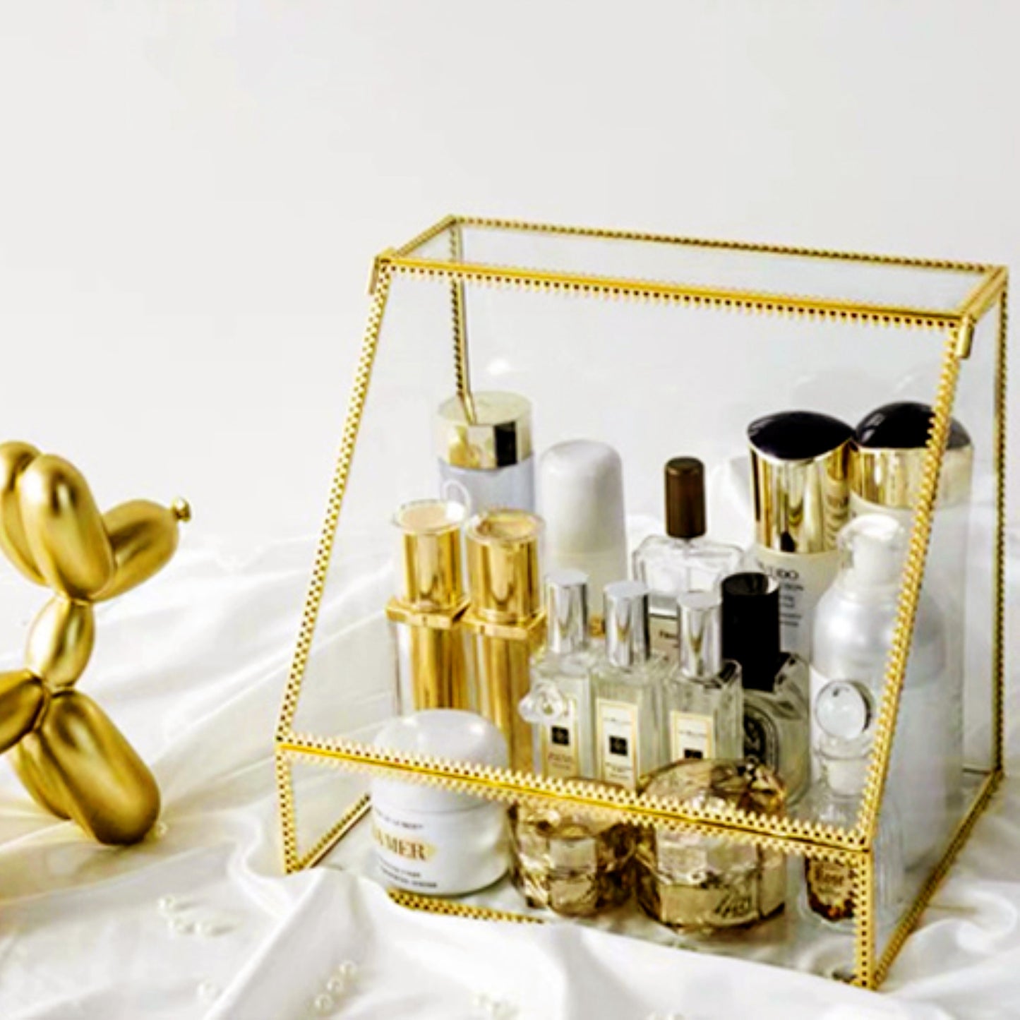 Gold Glass Cosmetic Storage Box