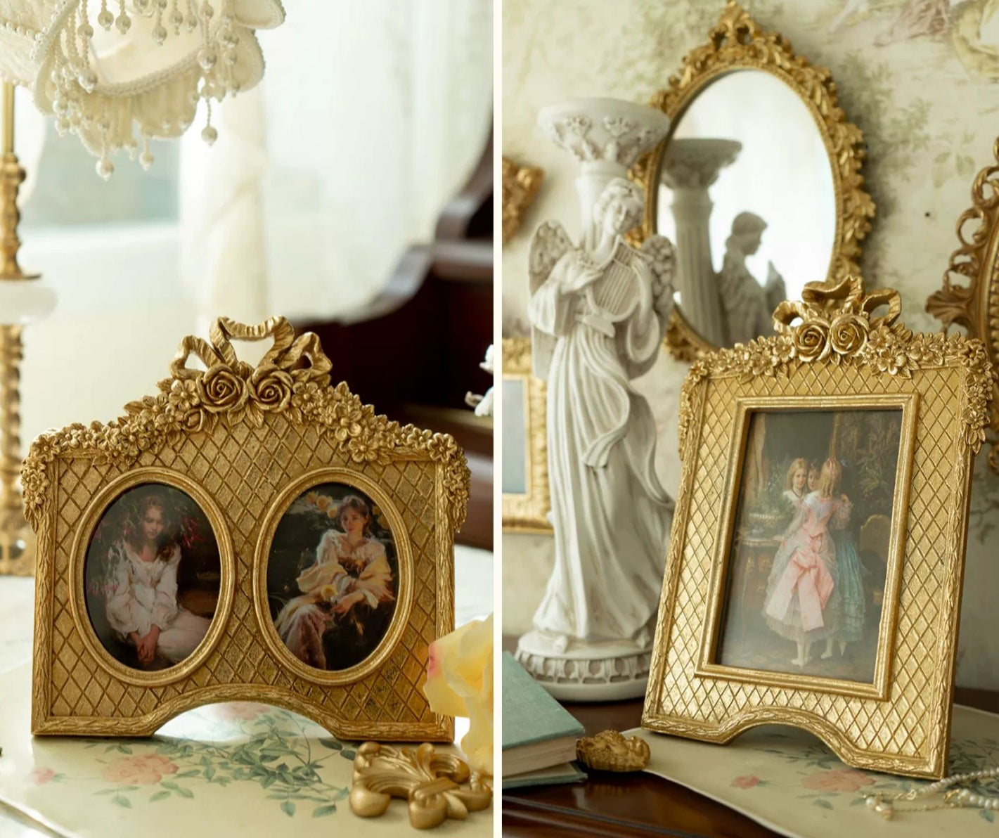 Vintage Inspired Victorian Gold Photo Frame Wall Art