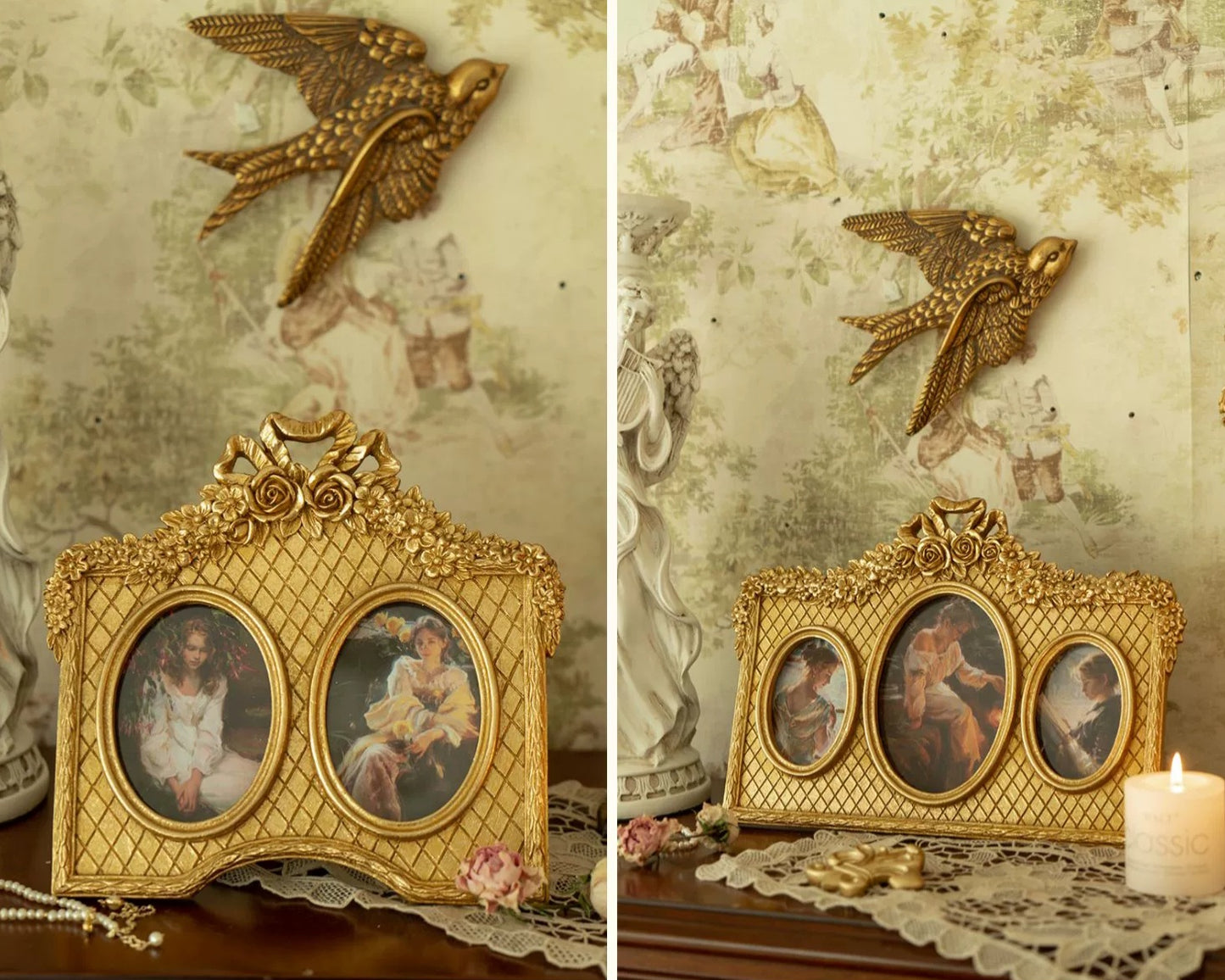 Vintage Inspired Victorian Gold Photo Frame Wall Art