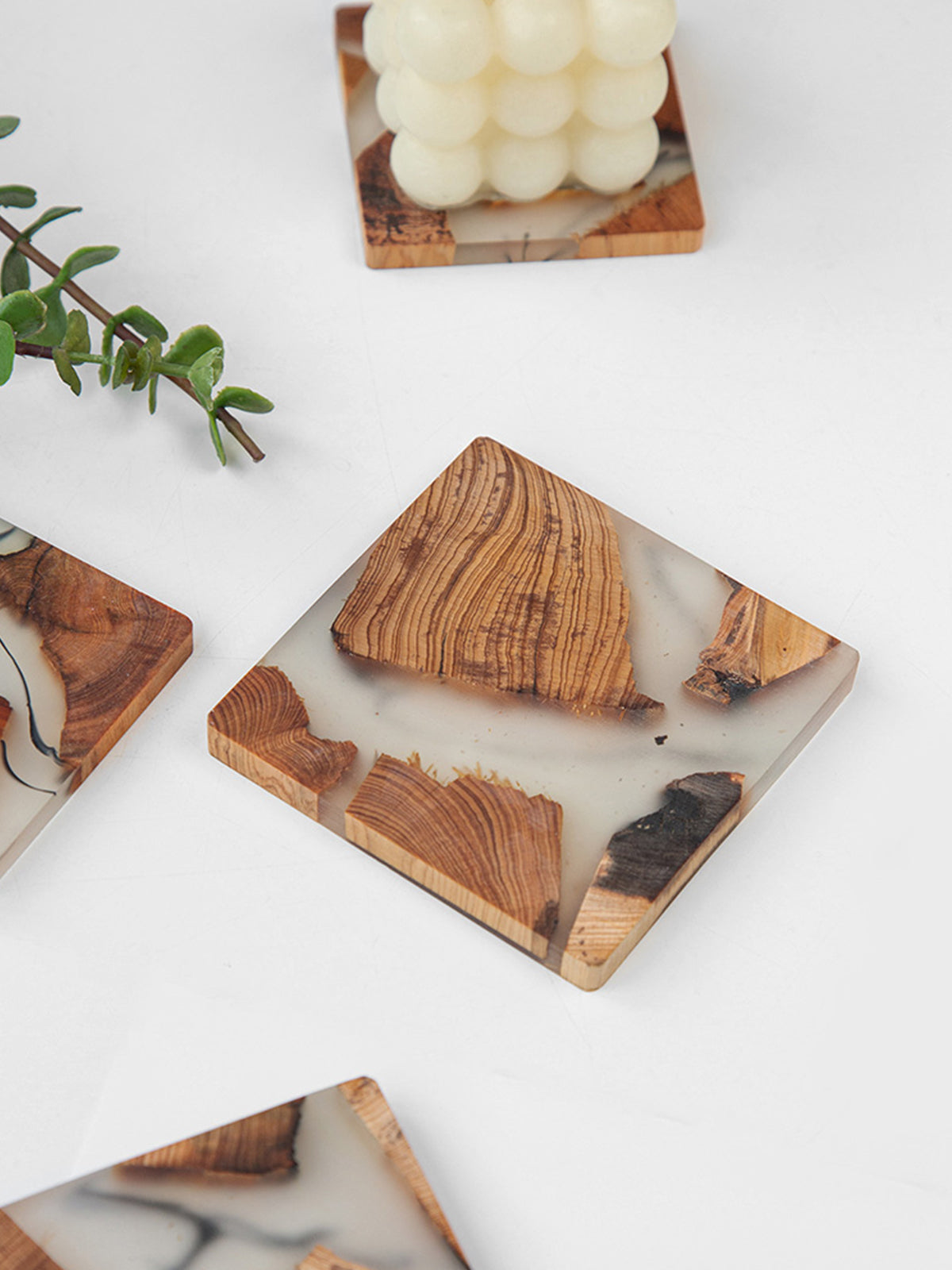 Rustic Real Wood Square Coasters Sets