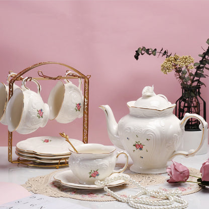 Vintage Style Ceramic Tea Set with Roses