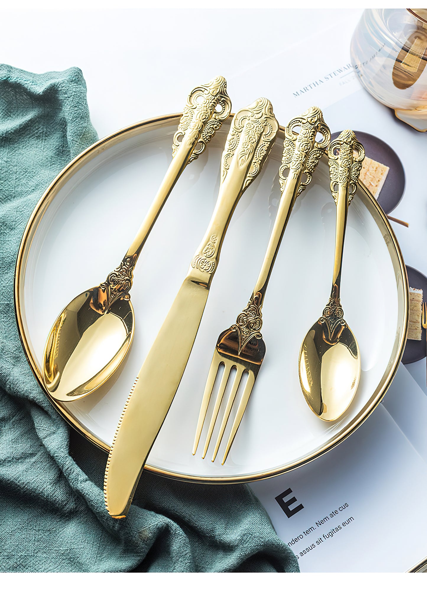 Gold and Silver Cutlery Set with a Box