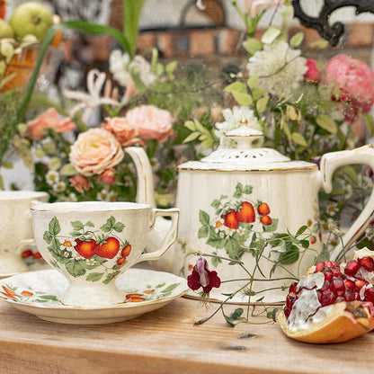 Vintage Style Strawberry Ceramic Tea Set