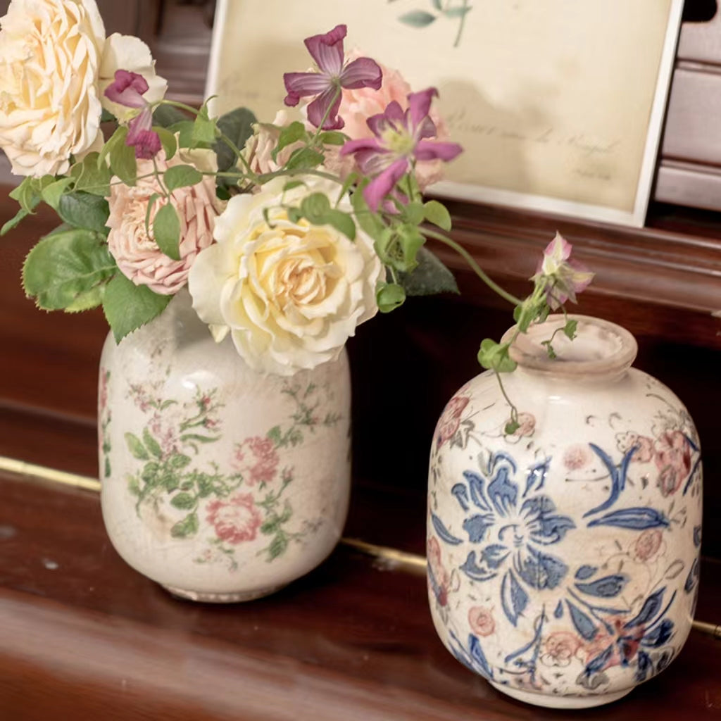 Japanese Ceramic Vase with Cracked Ice Glaze