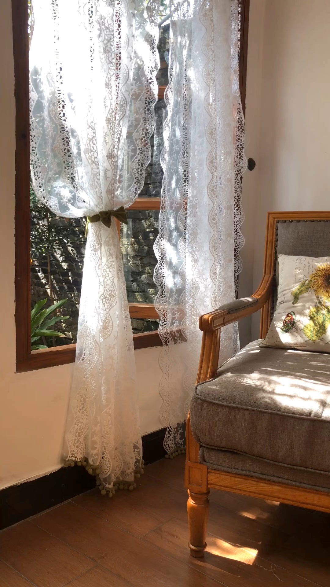 White Lace Sheer Single Voile Curtain