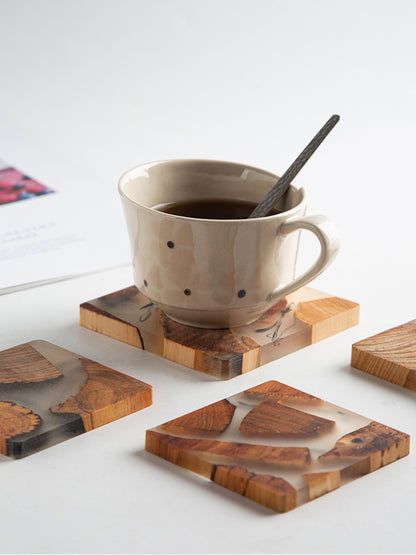 Rustic Real Wood Square Coasters Sets