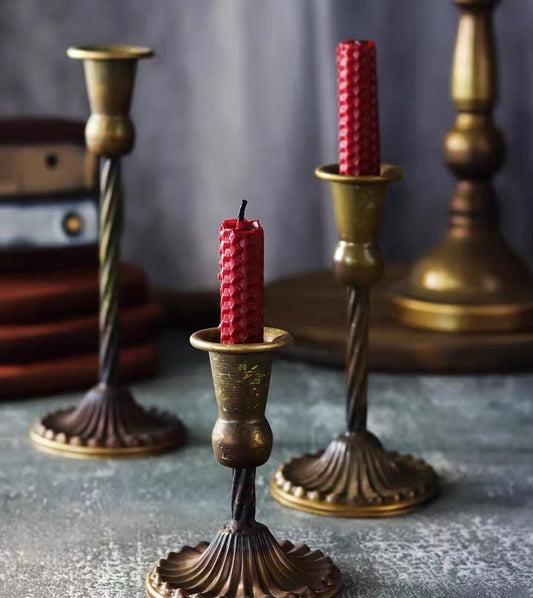 Vintage Style Bronze Candlestick Holders