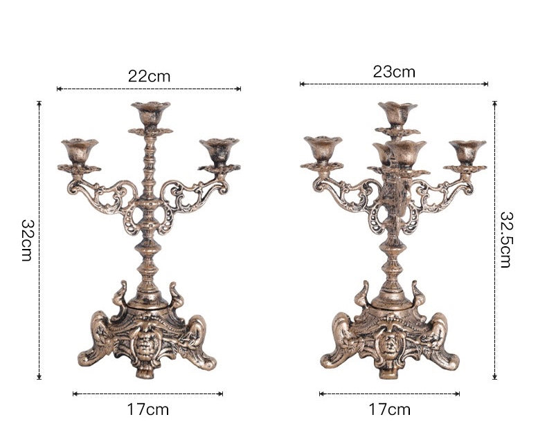 French Vintage Style Metal Cinderella Candlestick Holders