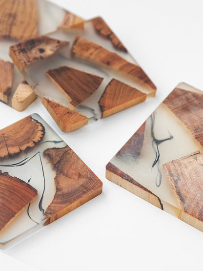 Rustic Real Wood Square Coasters Sets