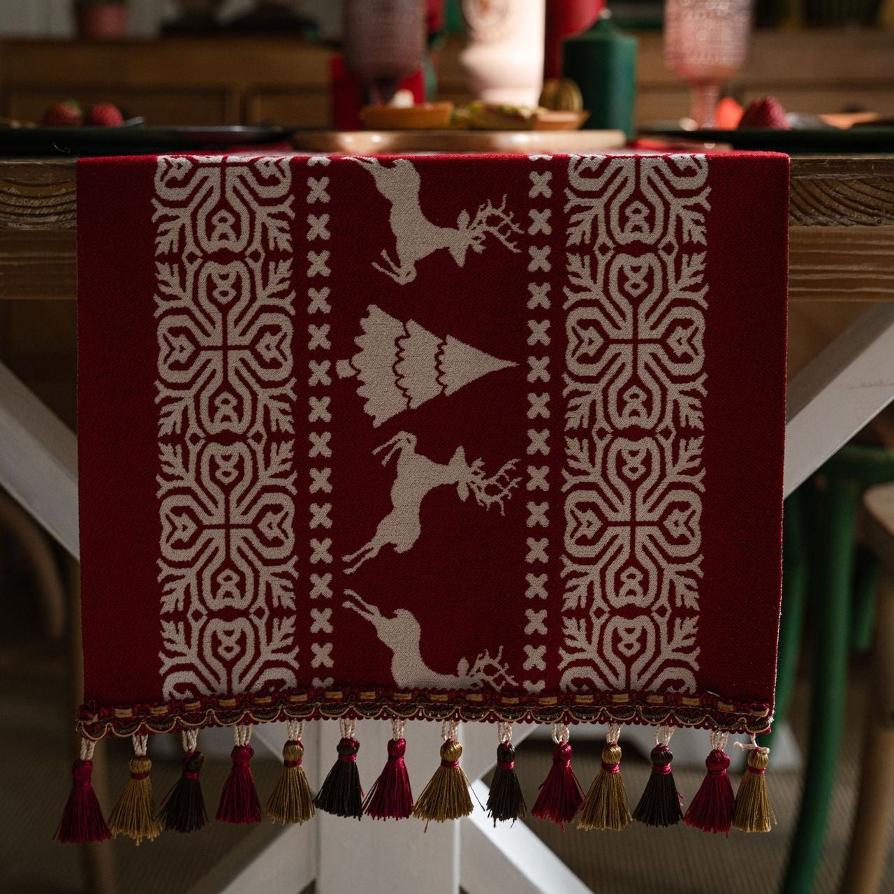 Hand Knited Christmas Table Runner