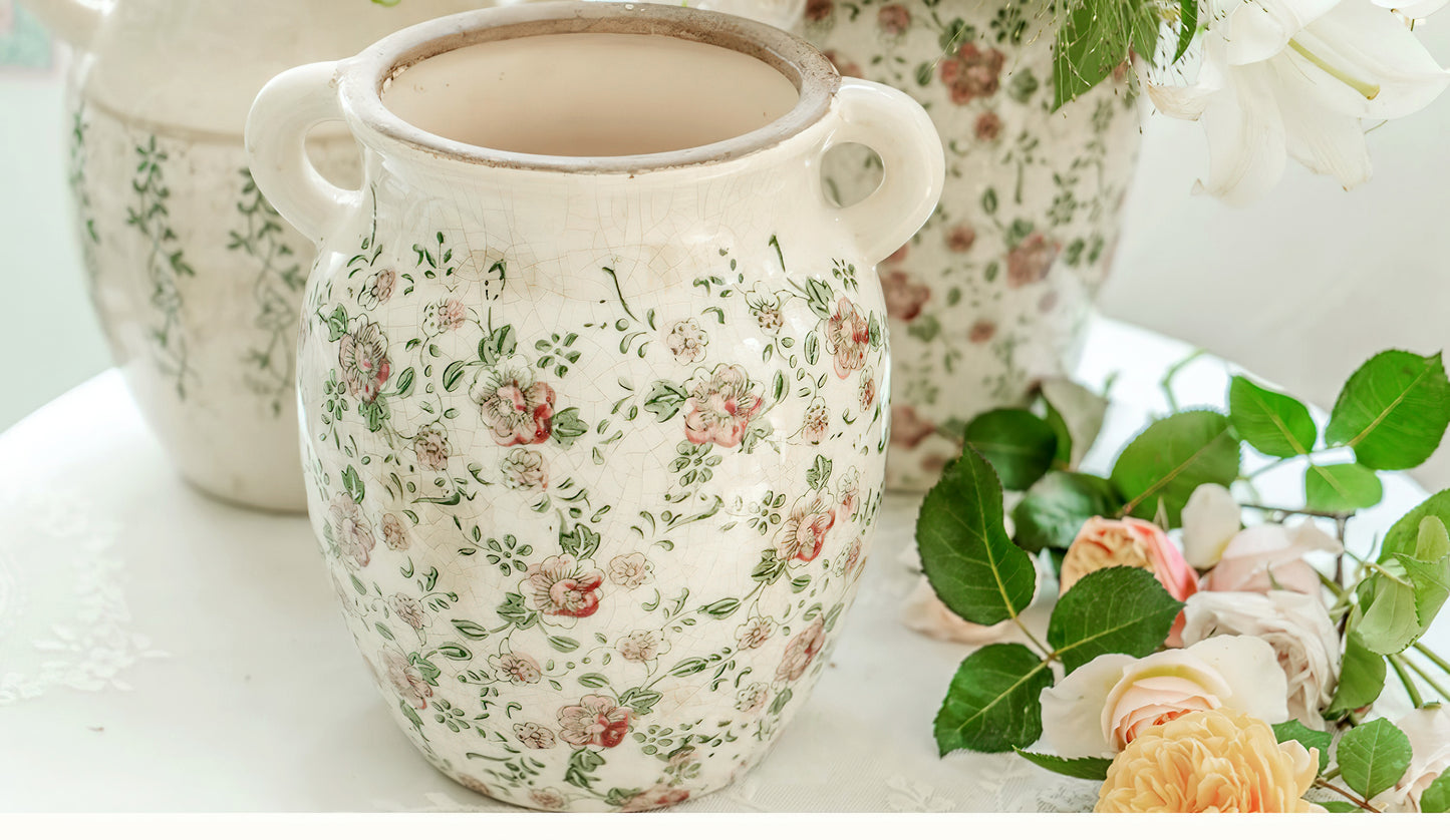 Ice-cracked glaze ceramic vase