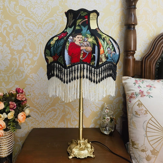 Vintage Style Table Lamp with Shade and Bead Fringes