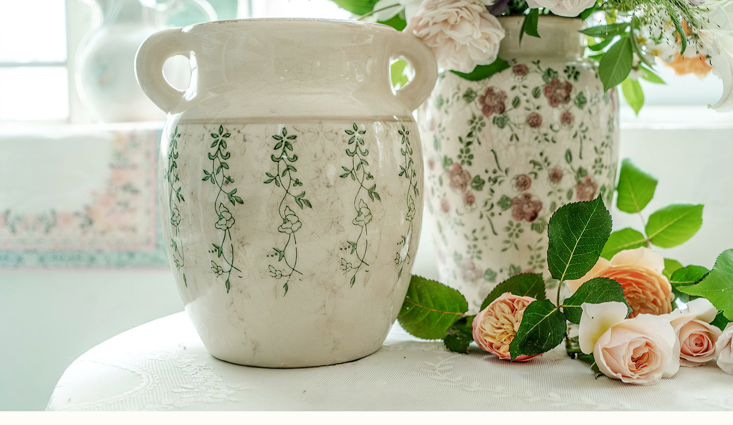 Ice-cracked glaze ceramic vase