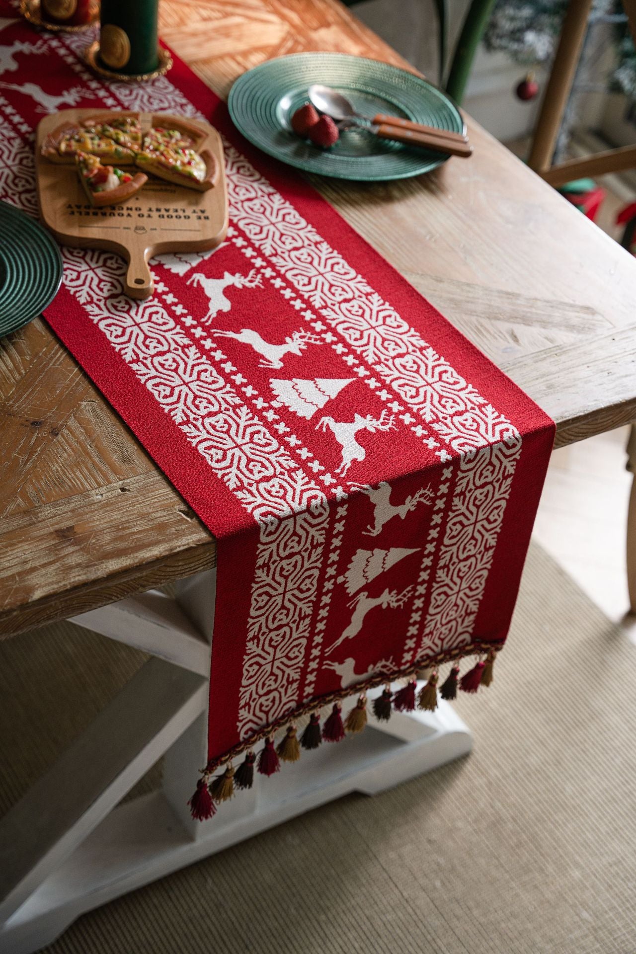 Hand Knited Christmas Table Runner