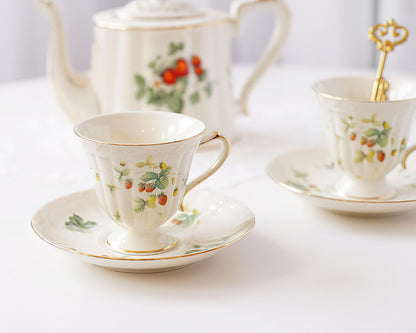 Vintage Style Ceramic Strawberry Tea Set