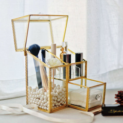 Gold Glass Cosmetic Storage Box