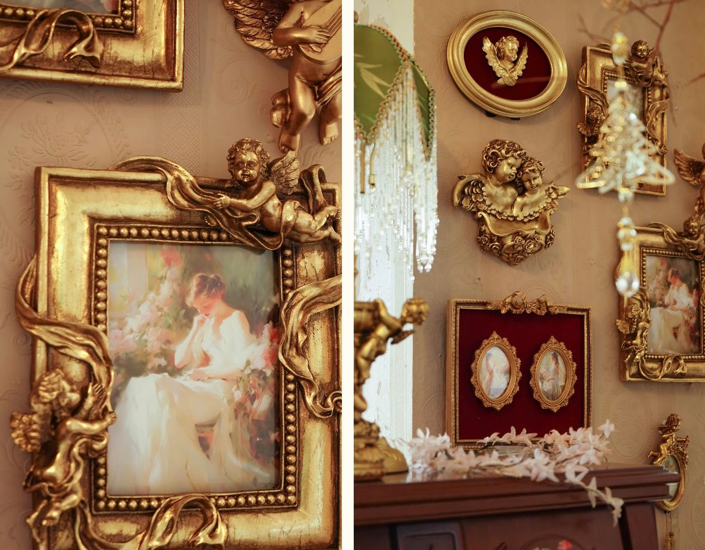 Victorian Style Angel Gold Photo Frame Wall Art