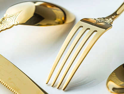 Gold and Silver Cutlery Set with a Box