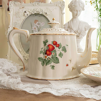 Vintage Style Strawberry Ceramic Tea Set