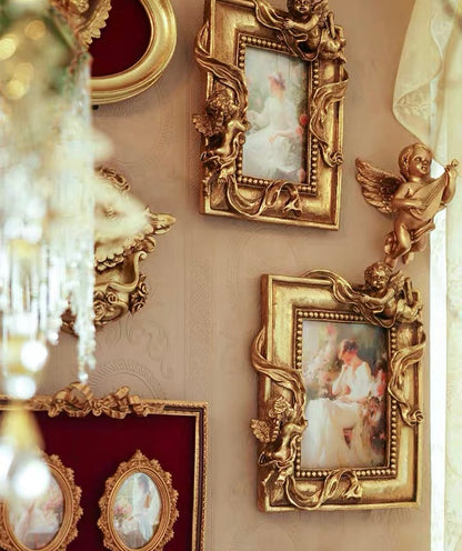 Victorian Style Angel Gold Photo Frame Wall Art