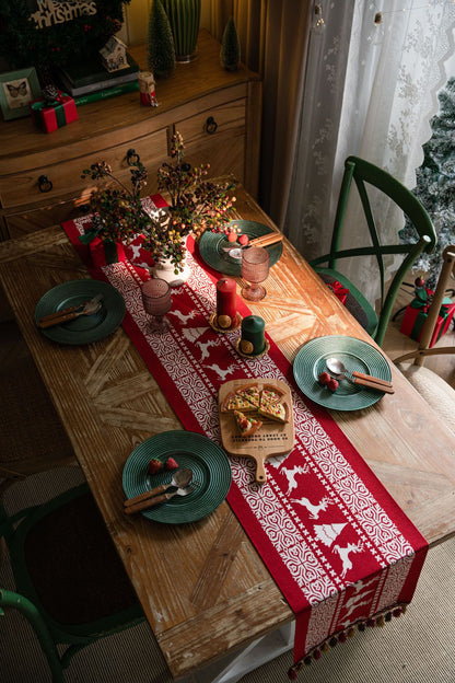 Hand Knited Christmas Table Runner