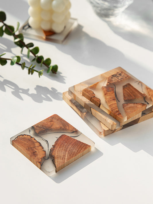 Rustic Real Wood Square Coasters Sets