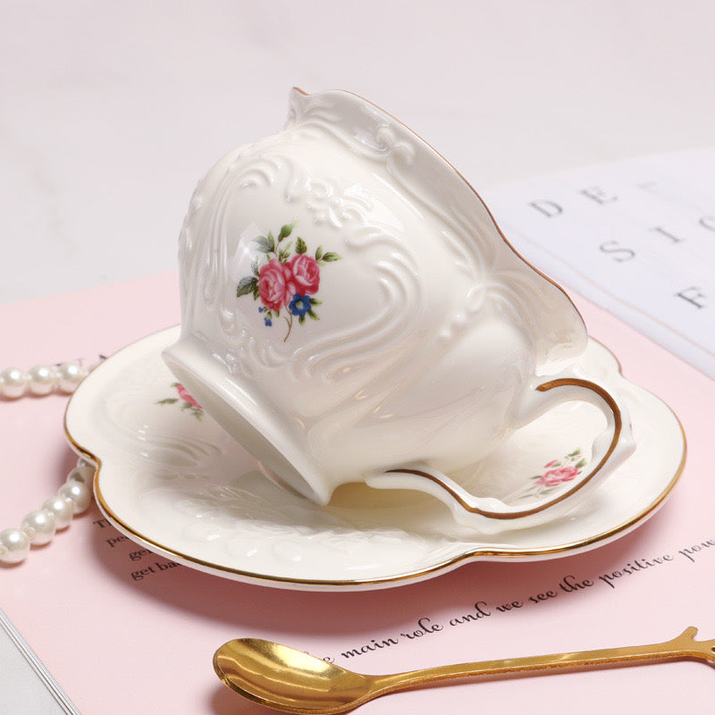 Vintage Style Ceramic Tea Set with Roses