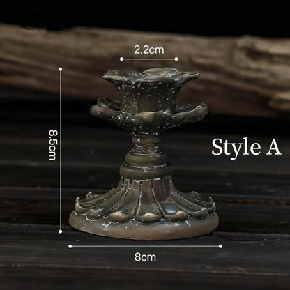 3 Piece Vintage Inspired Bronze Candlestick Holders