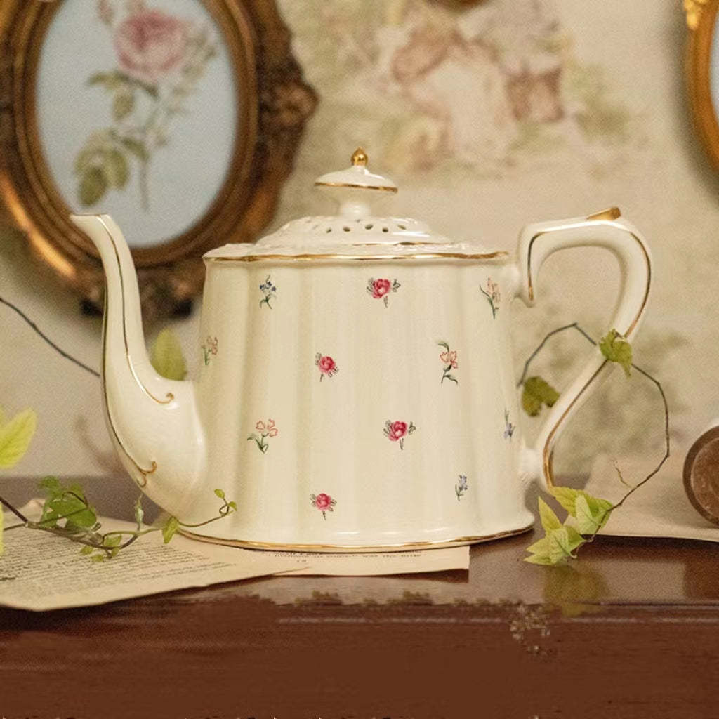 Retro style ceramic floral tea set