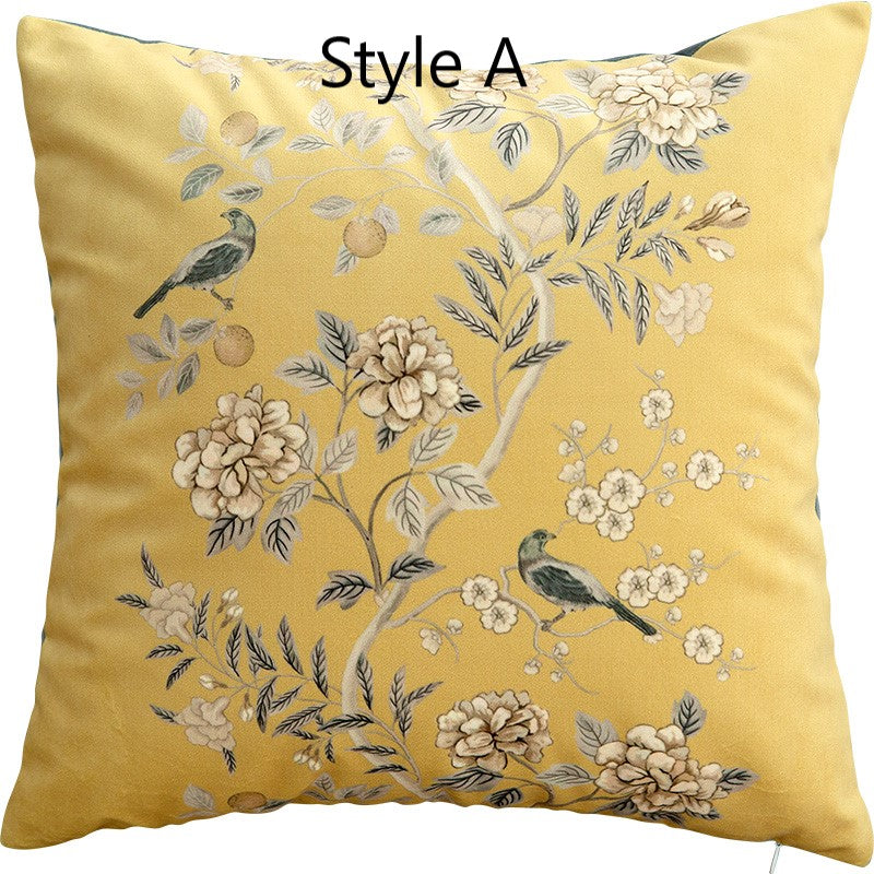 Japanese Style Yellow Velvet Cushion Cover