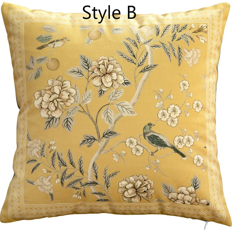 Japanese Style Yellow Velvet Cushion Cover