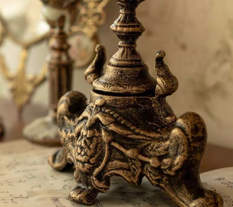 French Vintage Style Metal Cinderella Candlestick Holders