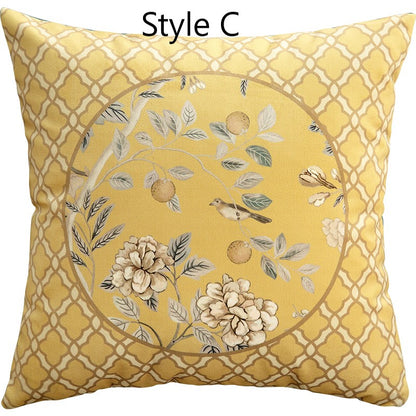 Japanese Style Yellow Velvet Cushion Cover