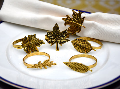 Vintage Inspired Maple Leaf Napkin Rings (set of 6)