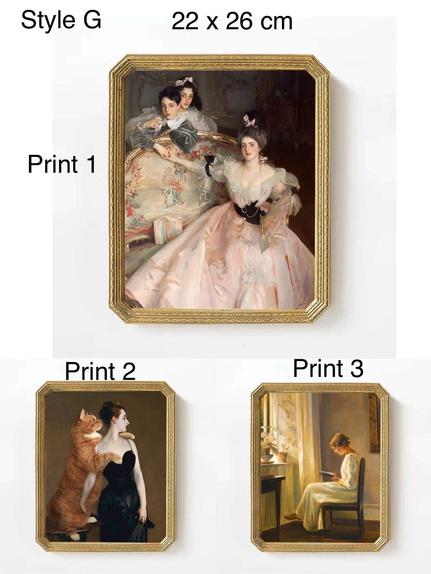 French Style Gold Photo Frame Set Wall Art