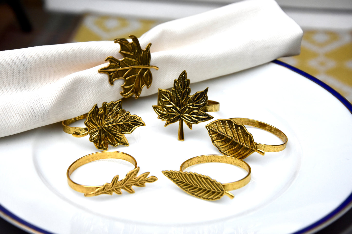 Vintage Inspired Maple Leaf Napkin Rings (set of 6)