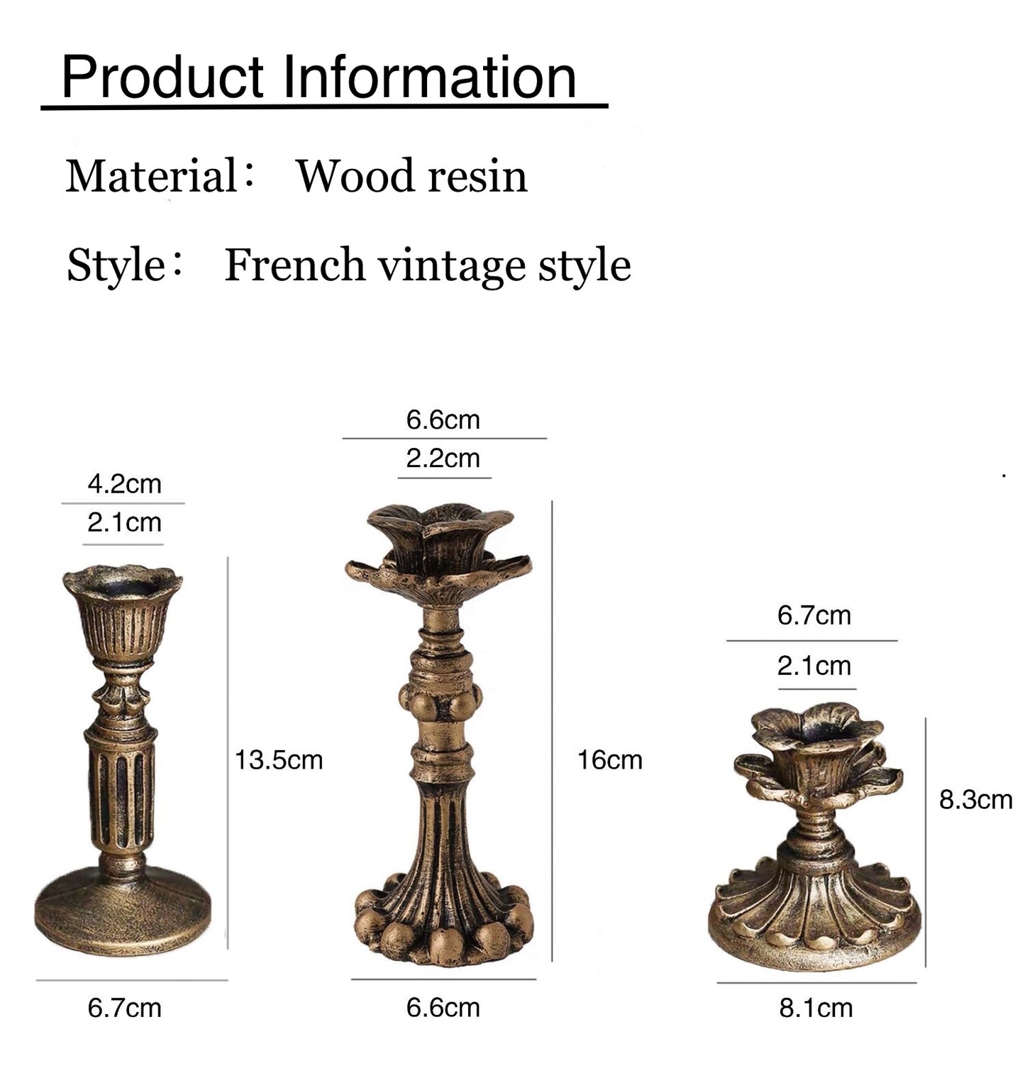 French Vintage Style Candlestick Holders Set