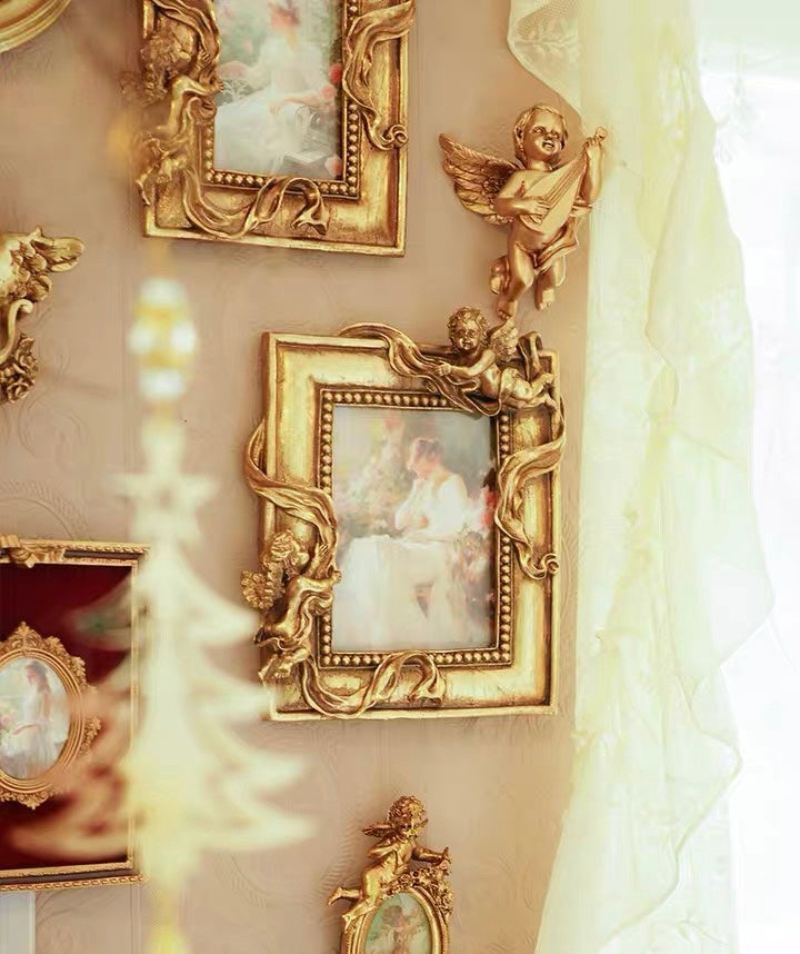 Victorian Style Angel Gold Photo Frame Wall Art