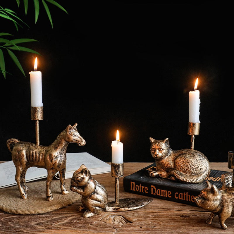 Brass Animal Candlestick Holders