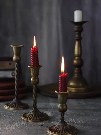 Vintage Style Bronze Candlestick Holders