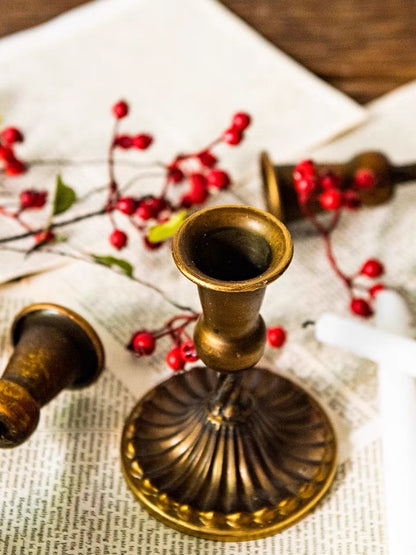 Vintage Style Bronze Candlestick Holders