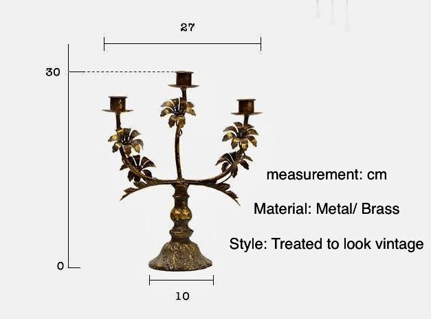 French Style Gold Floral Metal Cinderella Candlestick Holders