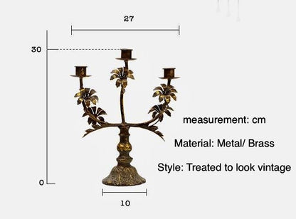 French Style Gold Floral Metal Cinderella Candlestick Holders