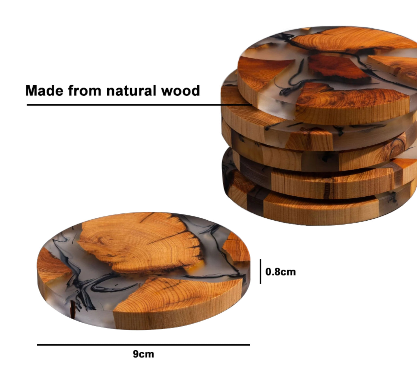 Rustic Real Wood Round Coasters Sets