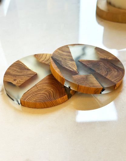 Rustic Real Wood Round Coasters Sets