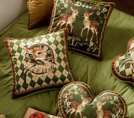 French Style Deer Velvet Cushion Cover